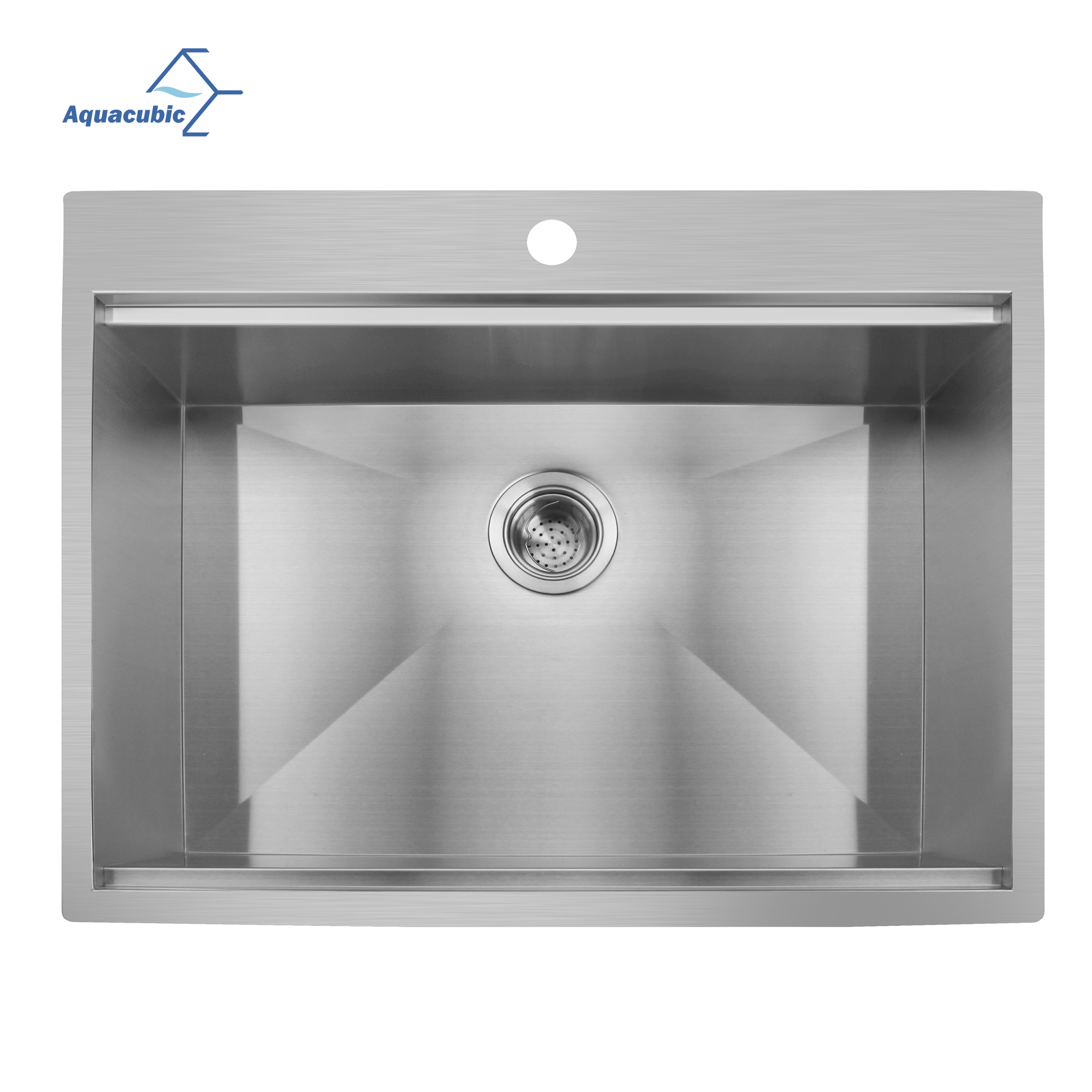 Fregadero de cocina de 28 pulgadas hecho a mano de acero inoxidable 304 Topmount con estante para platos de repisa