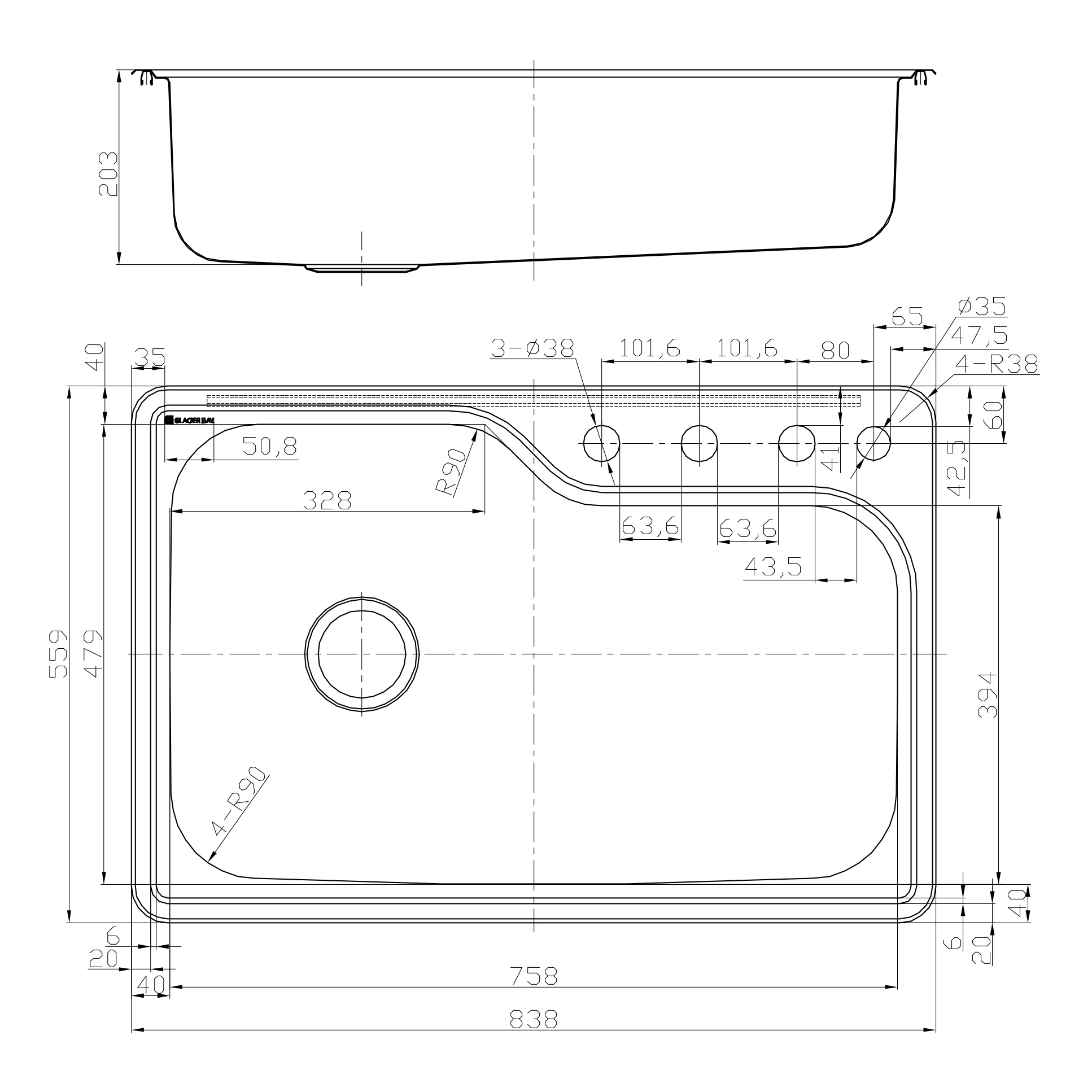 Fregadero de cocina estirado a presión rectangular de un solo tazón de acero inoxidable de montaje superior
