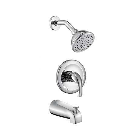 Aquacubic kit de moldura de ducha monomando de cromo pulido con válvula y caño para bañera certificado por cUPC