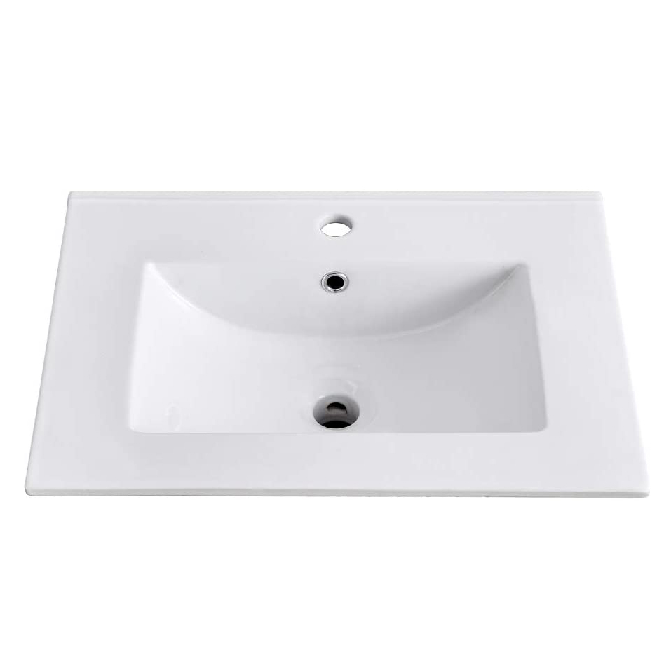 Fregadero de cerámica del gabinete de la vanidad del cuarto de baño de la sobremesa de la encimera rectangular