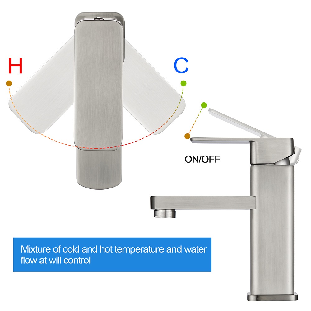 Grifo de lavabo de baño de níquel cepillado de acero inoxidable AF3040-6